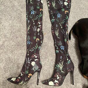 Flowered over the Knee Boots